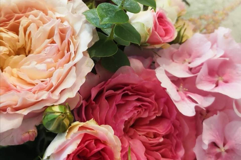 Détail de roses dans un bouquet réalisé par Les Fleurs du Boutonnet